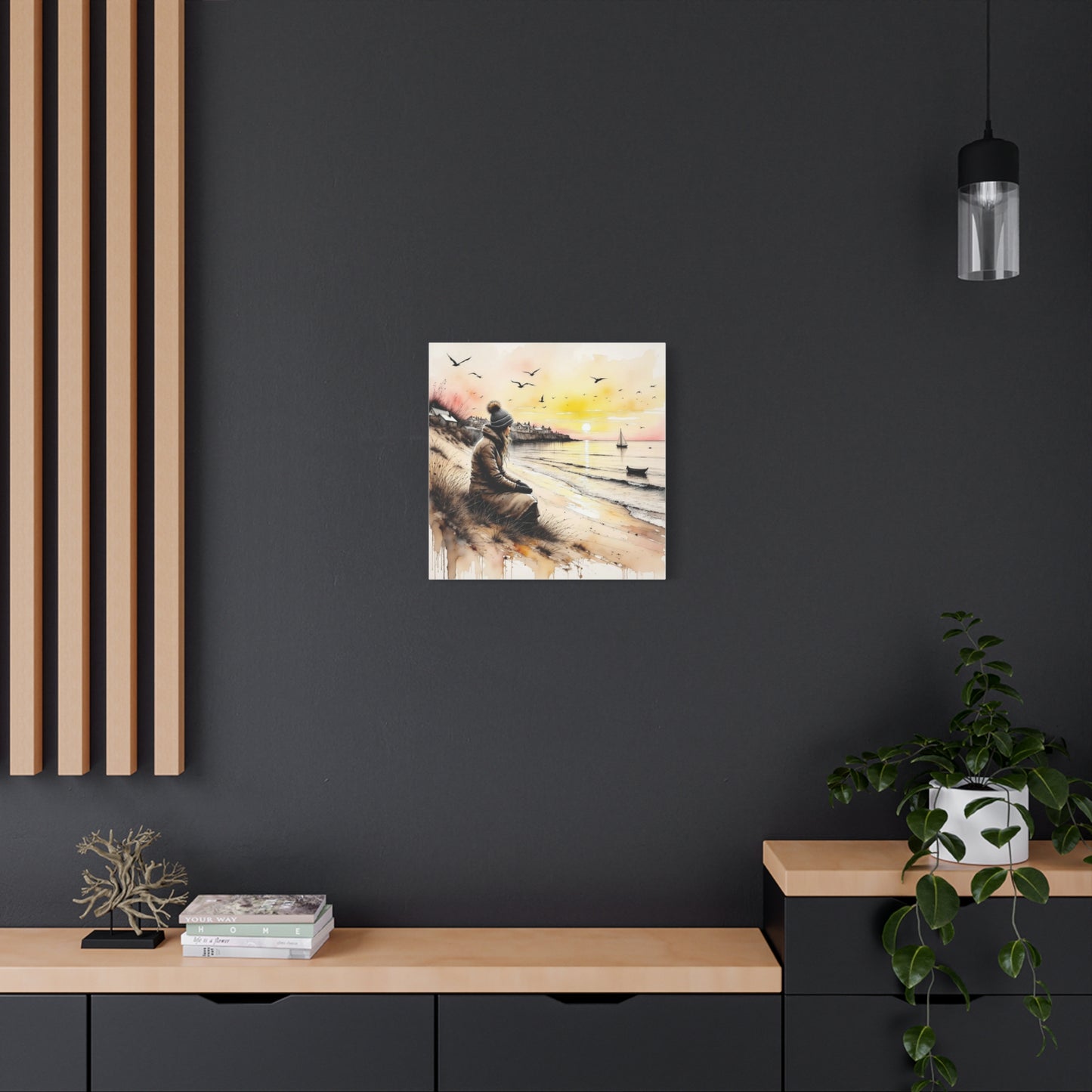 Girl on the Beach in the Winter Abstract Art
