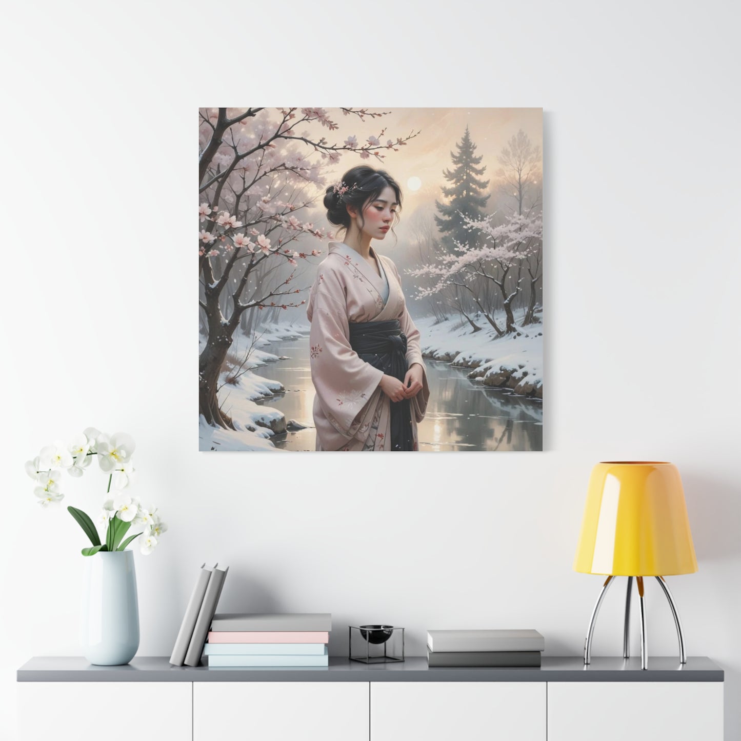 Lady in the Snow Asian Abstract Art
