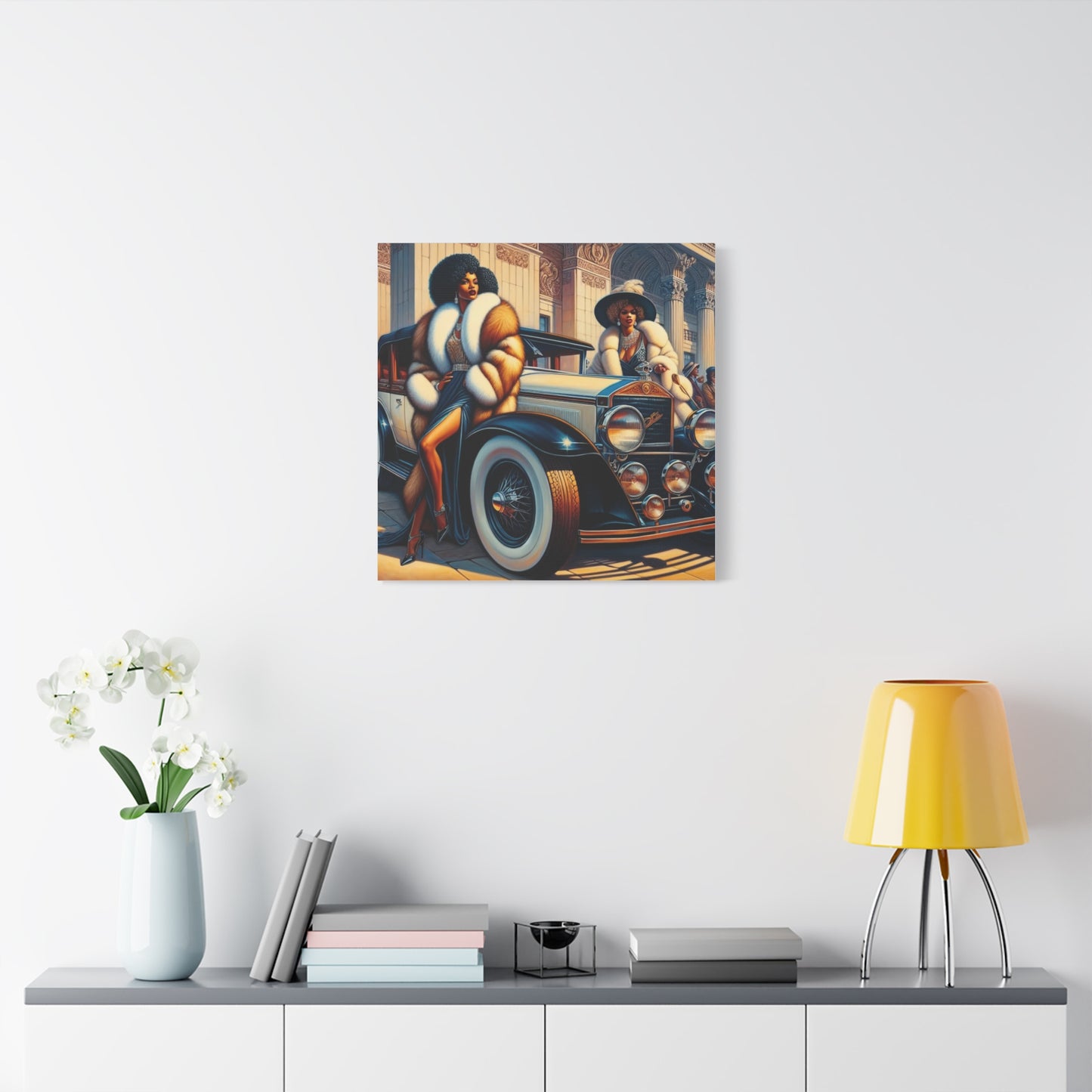 Beautiful Woman Old Fashioned Black Canvas Art