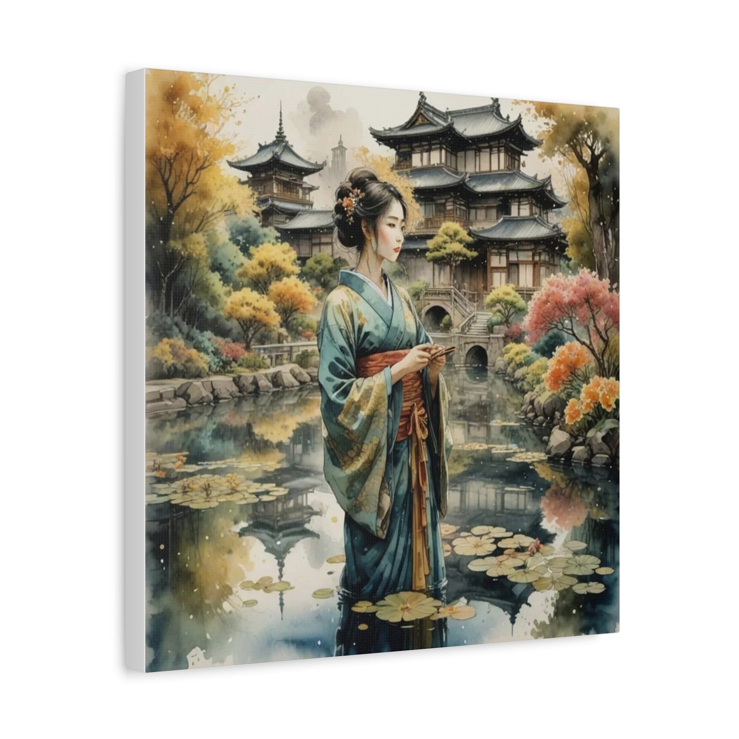 Geisha in the Pond Asian Abstract Art
