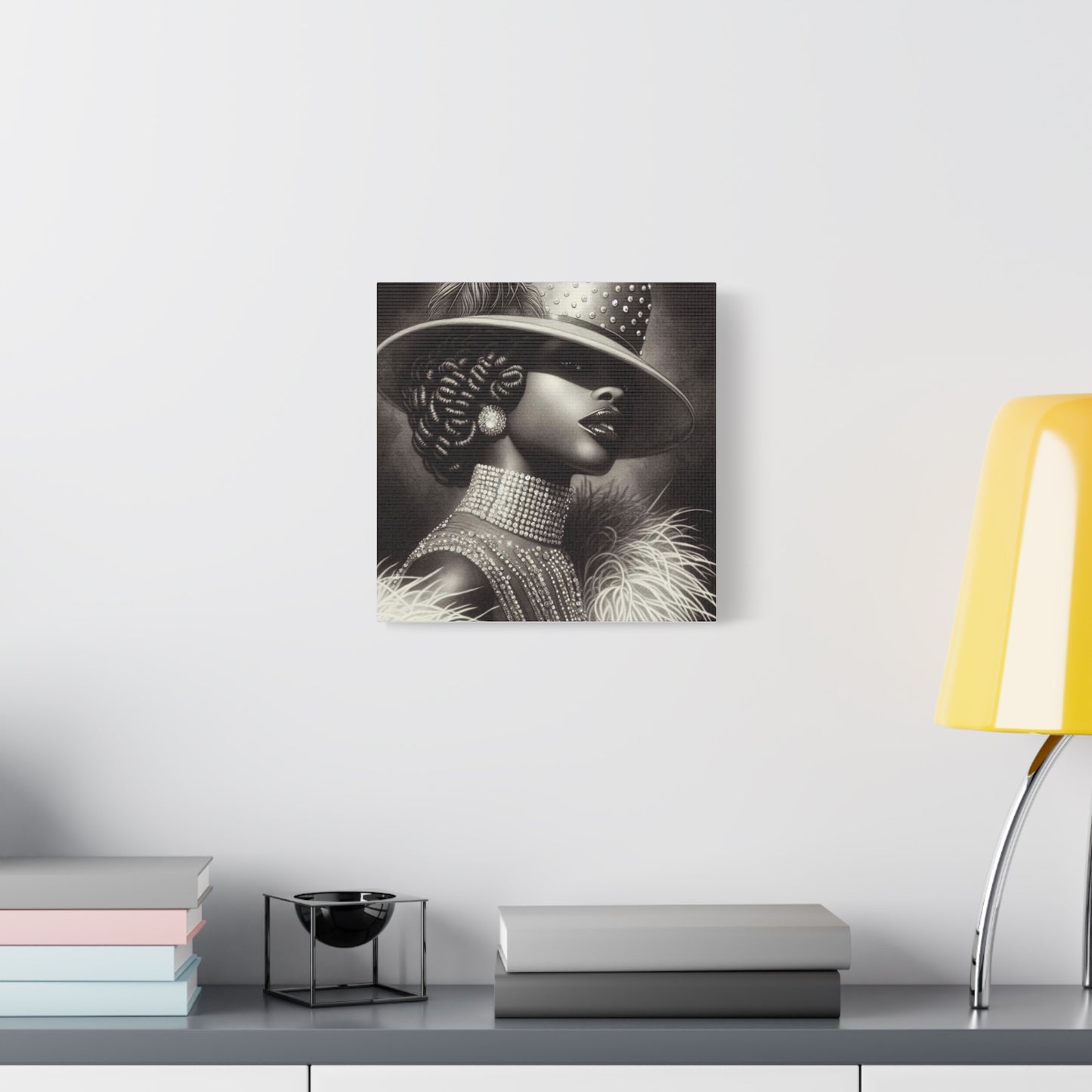 Beautiful Black Woman in Diamonds Hat Canvas Art