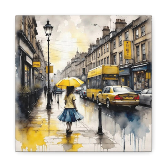 Girl with the Yellow Umbrella Abstract Art