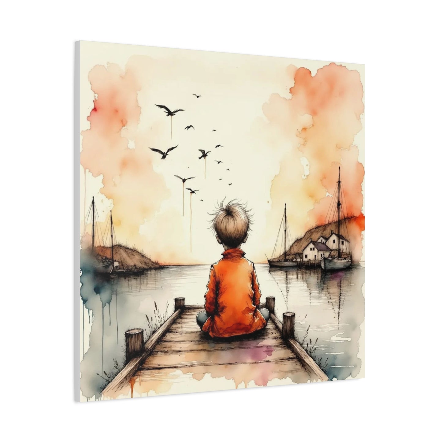 Little Boy on the Dock Abstract Art