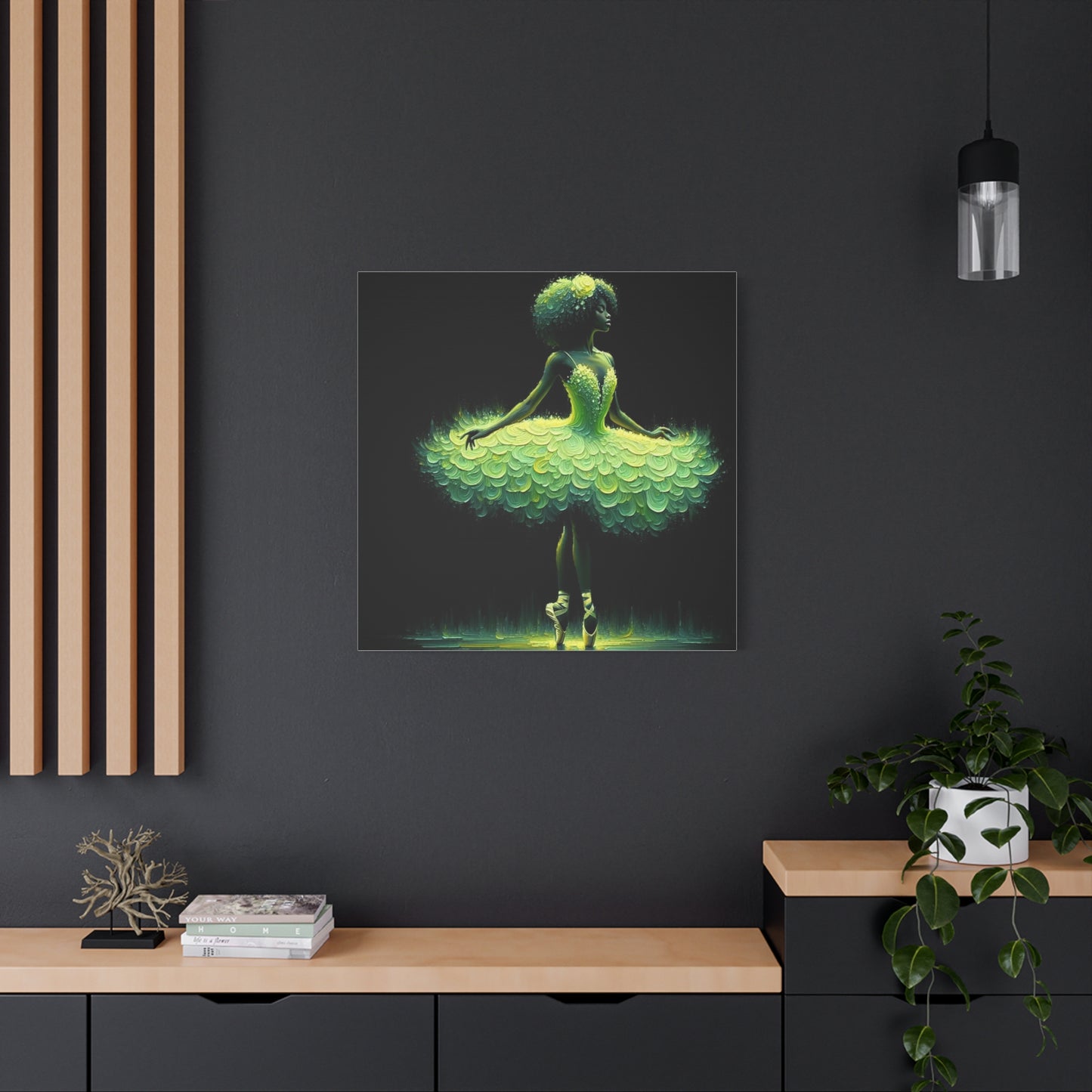 Beautiful Black Ballerina in Yellow Canvas Art