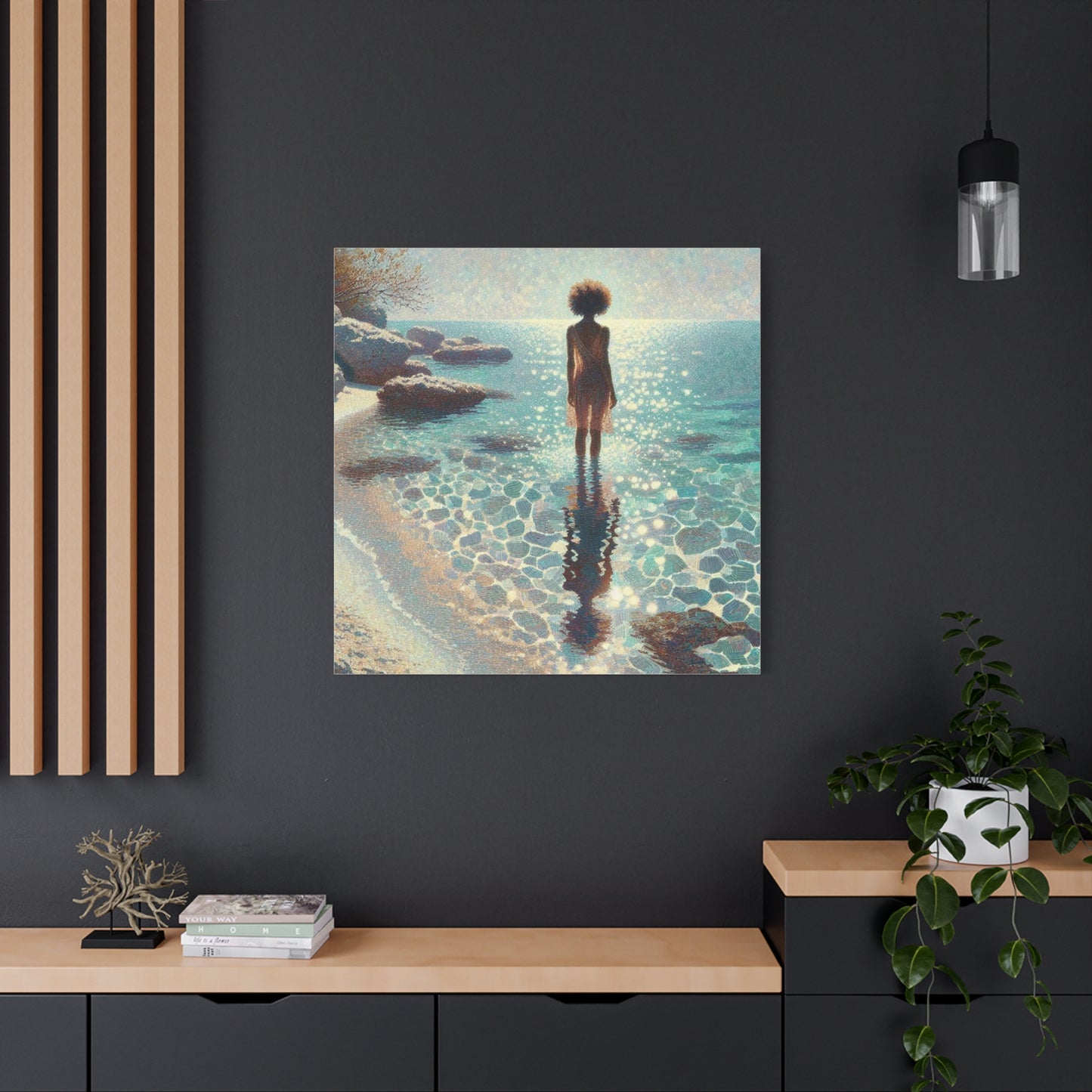 Beautiful Black Woman at the Beach Canvas Art