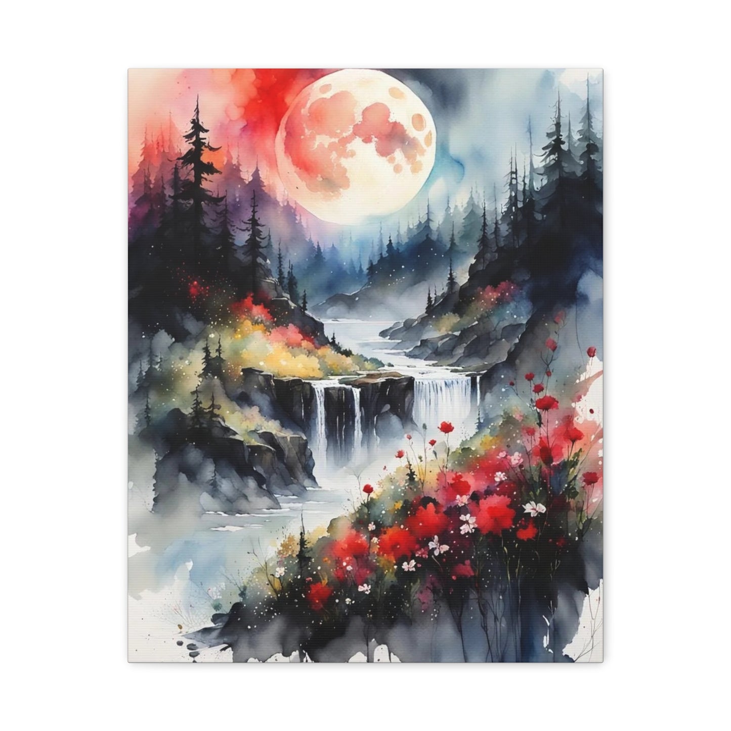 Moon Over the Stream Abstract Art
