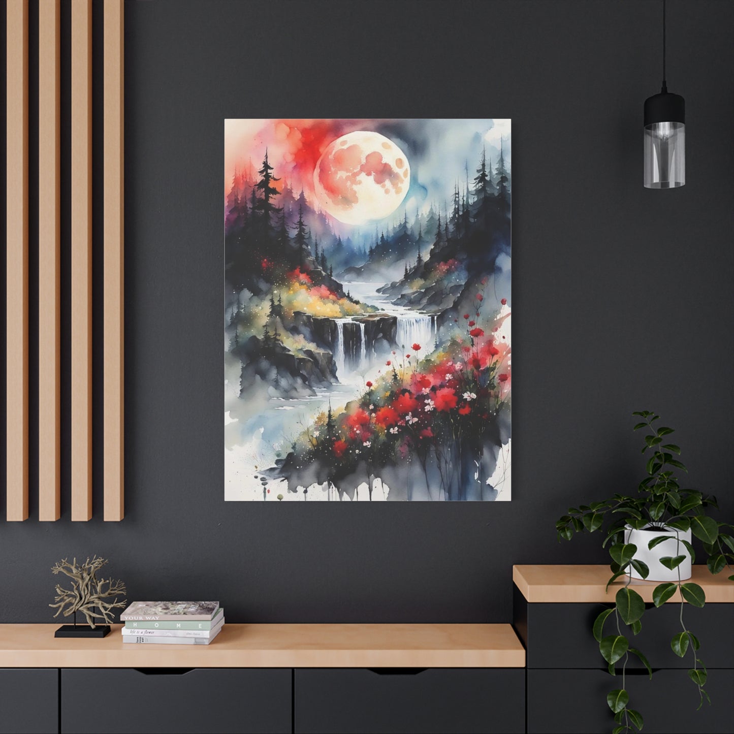 Moon Over the Stream Abstract Art