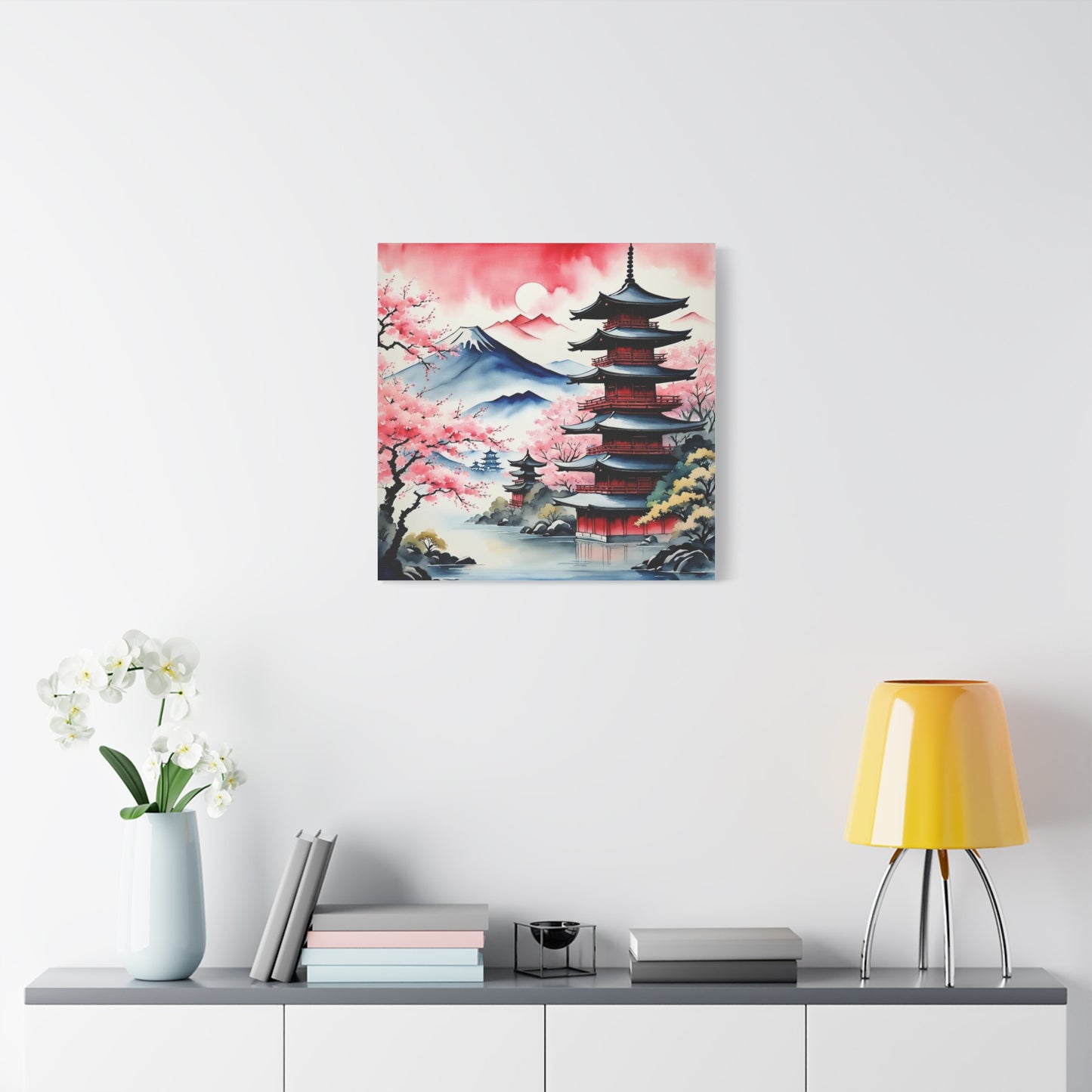 Sunset over the Mountains Asian Abstract Art