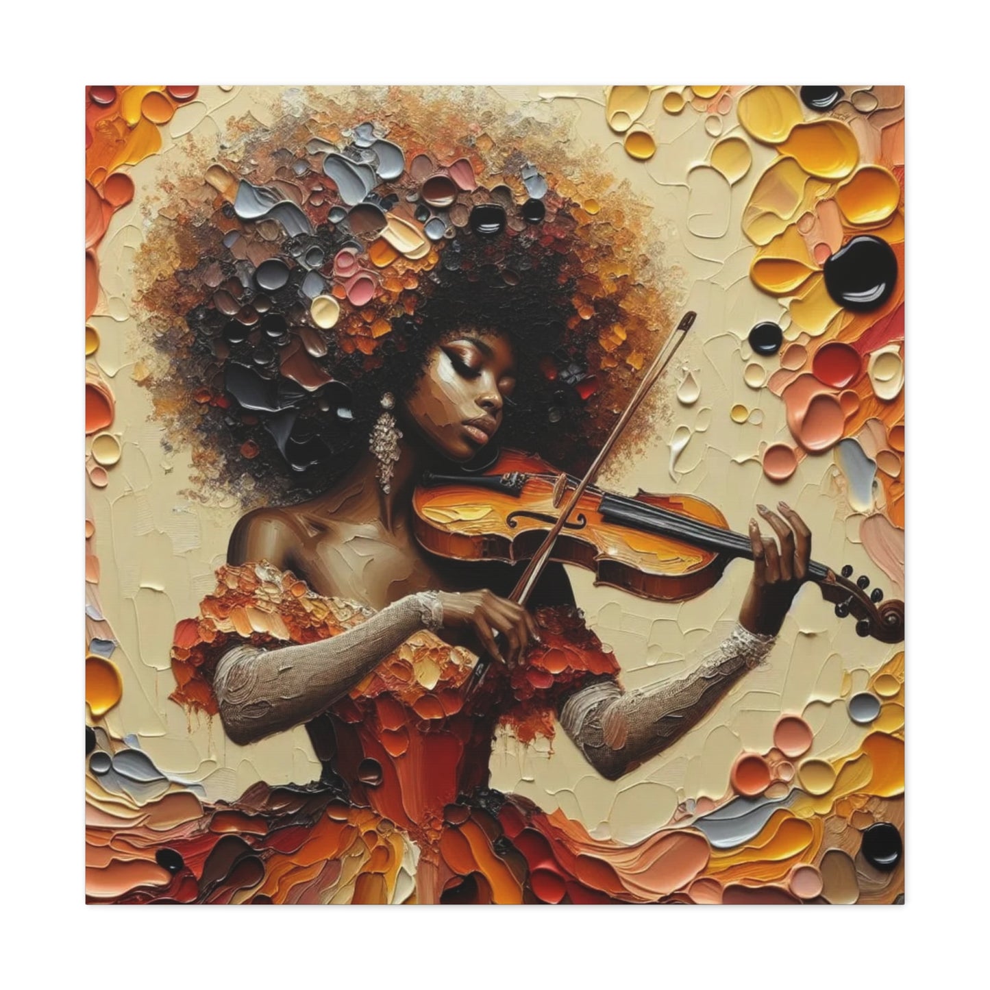Beautiful Black Woman Violinist Canvas Art