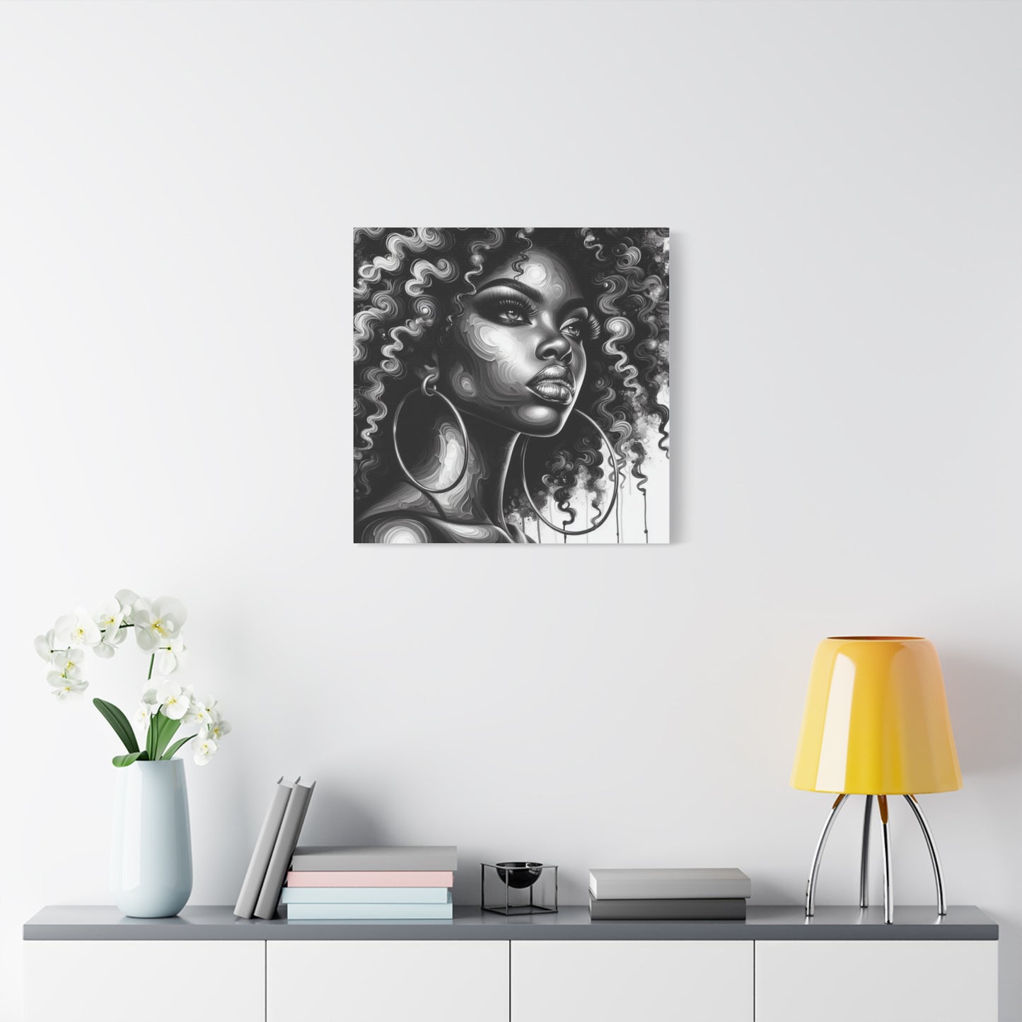 Beautiful Woman Abstract Black Canvas Art