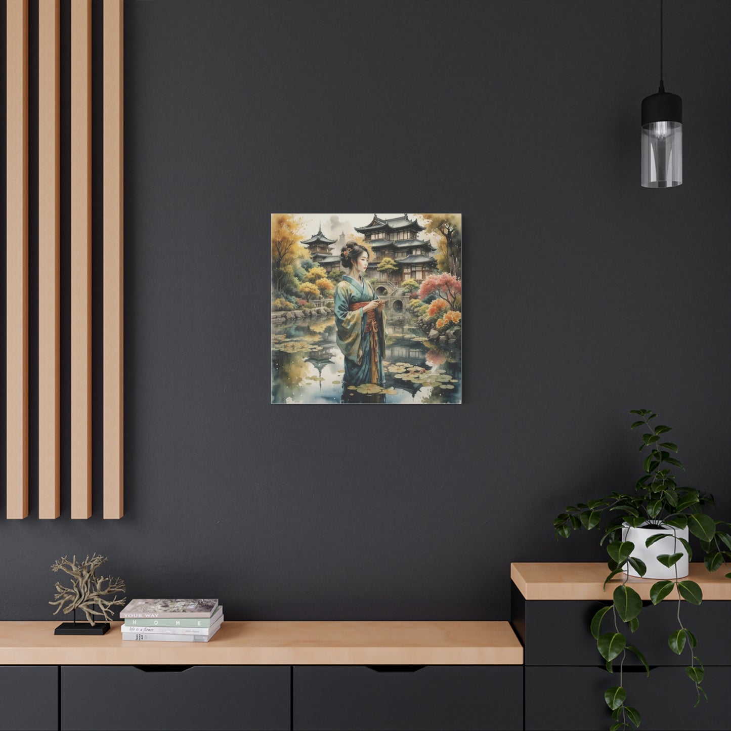 Geisha in the Pond Asian Abstract Art