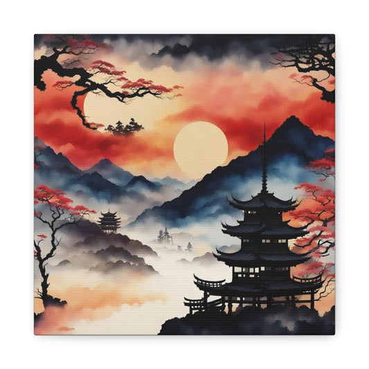 Sunset over the Mountains Asian Abstract Art