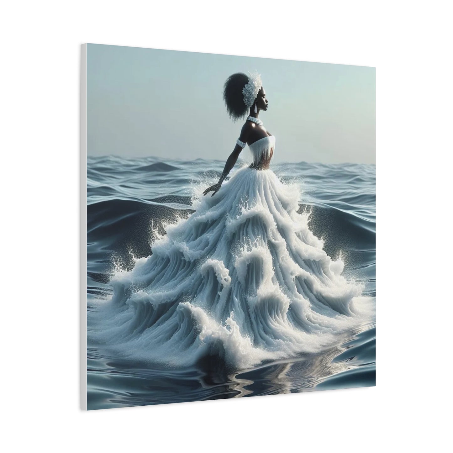 Beautiful Black Woman w Water Dress Canvas Art