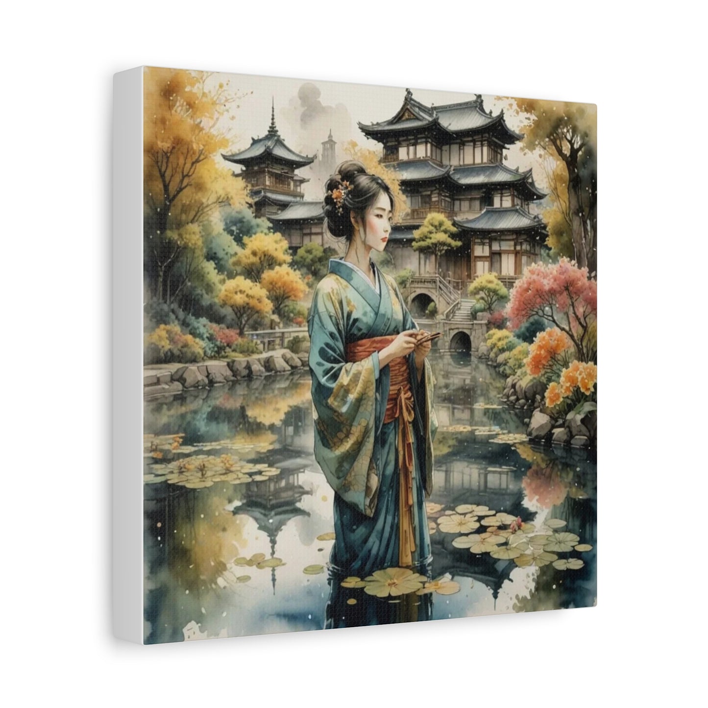 Geisha in the Pond Asian Abstract Art
