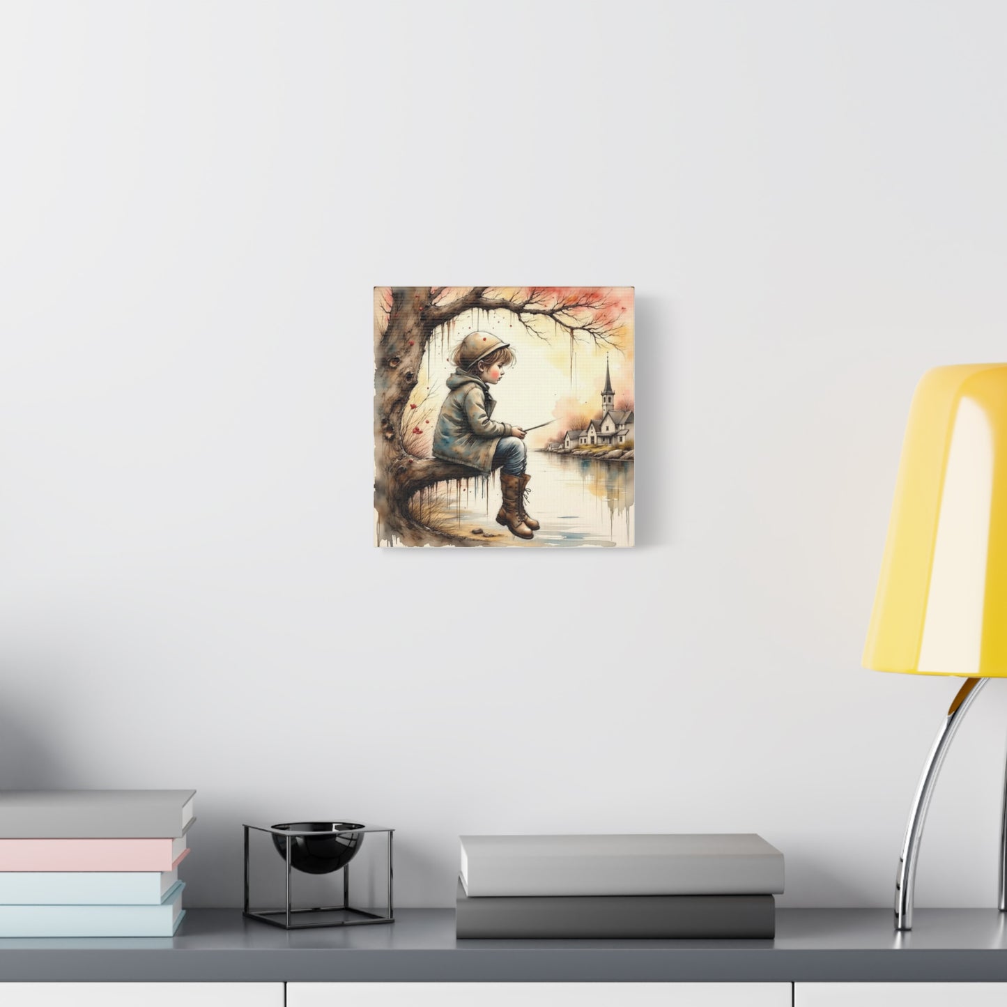 Boy Fishing in the Fall Abstract Art