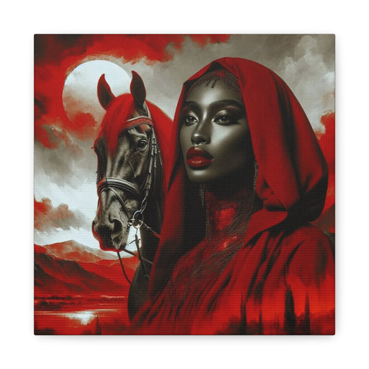 Beautiful Black Woman and her Horse Canvas Art