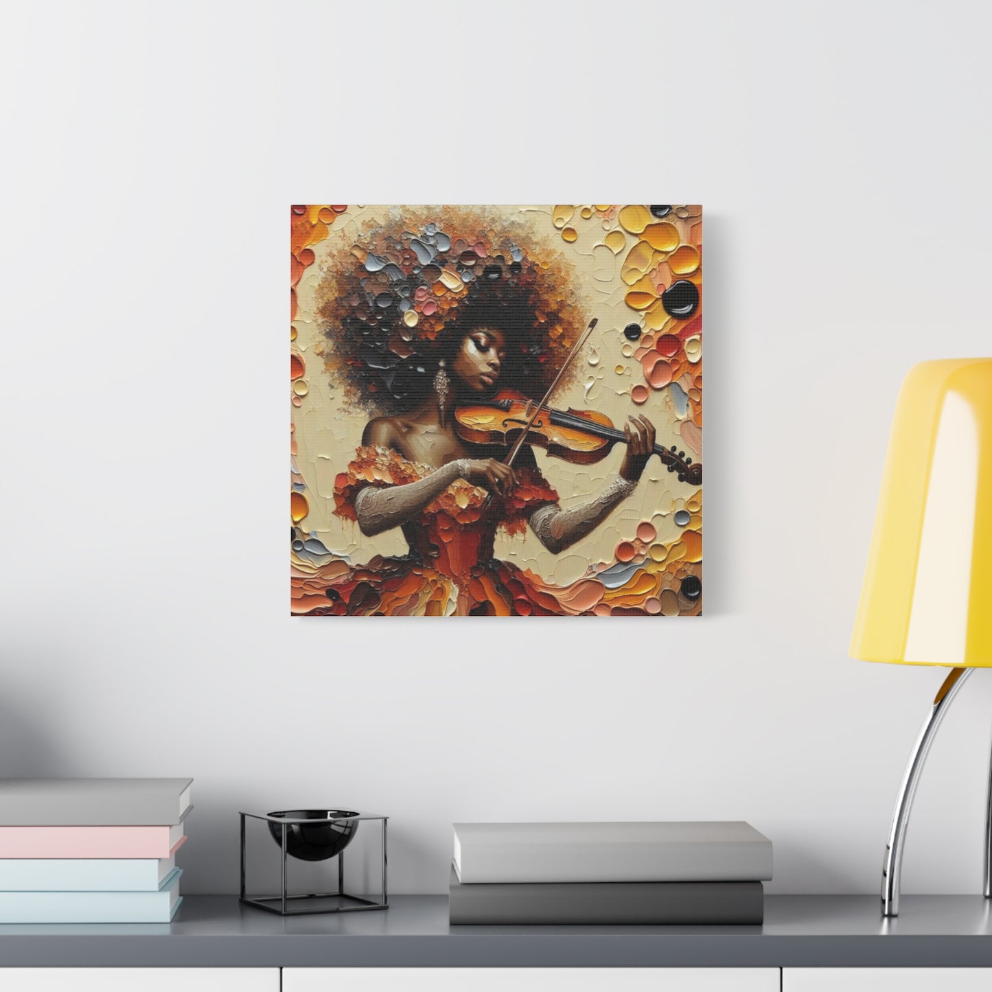 Beautiful Black Woman Violinist Canvas Art
