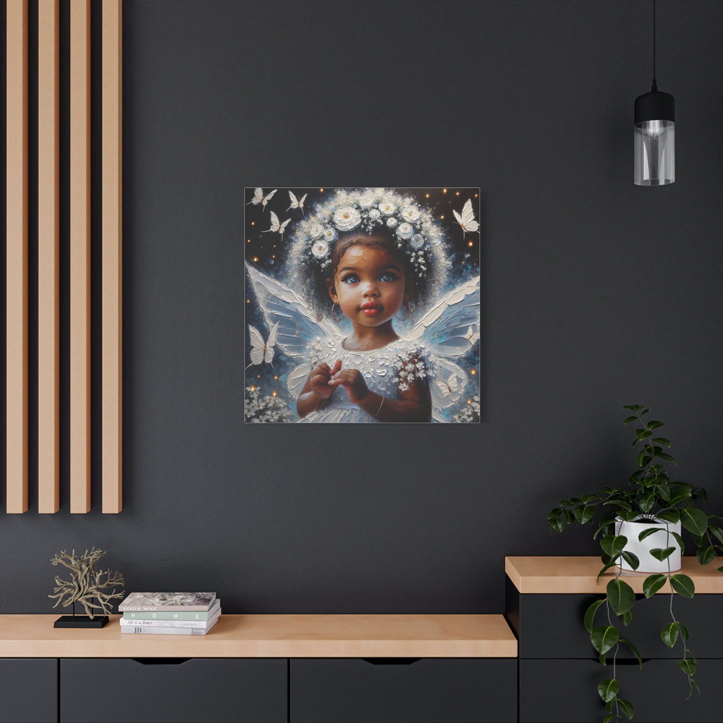 Beautiful Child Black Canvas Art