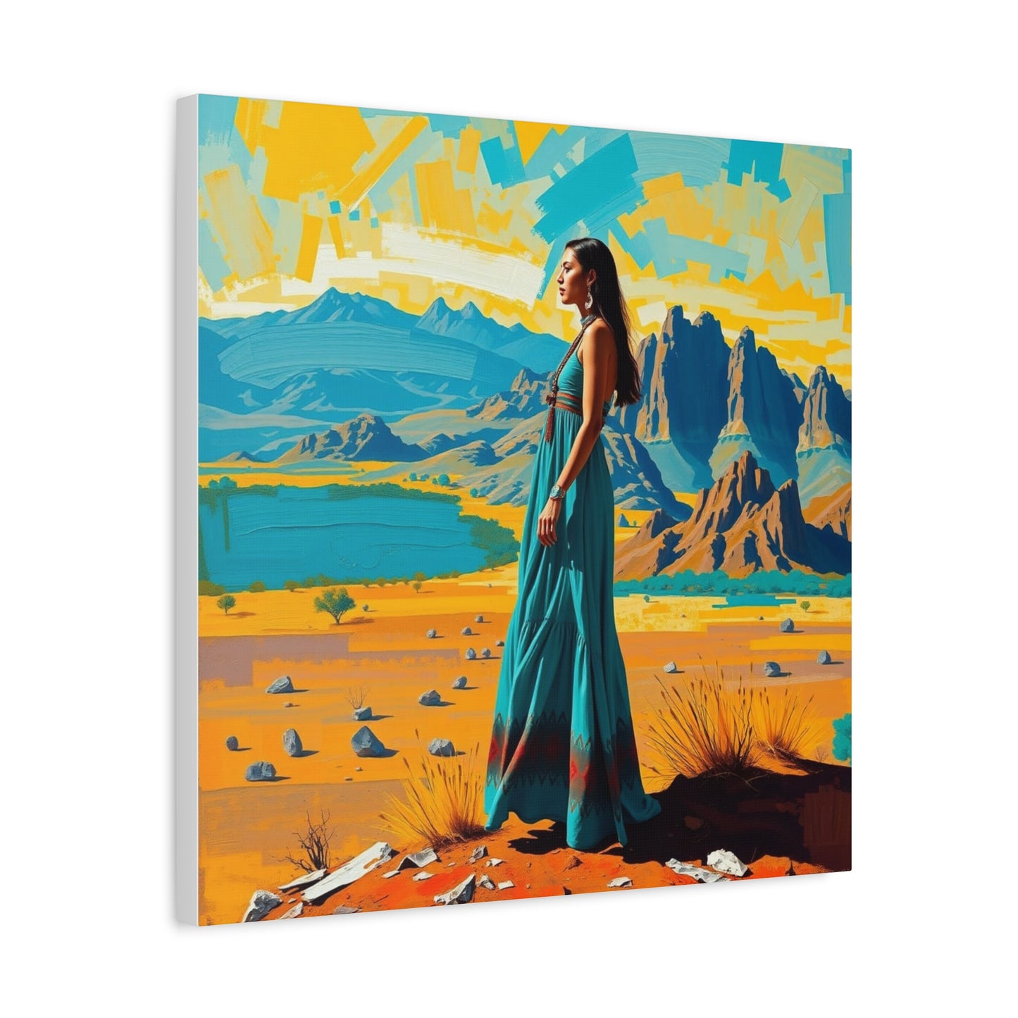 Canvas Print -Vibrant Native American Woman Wall Art