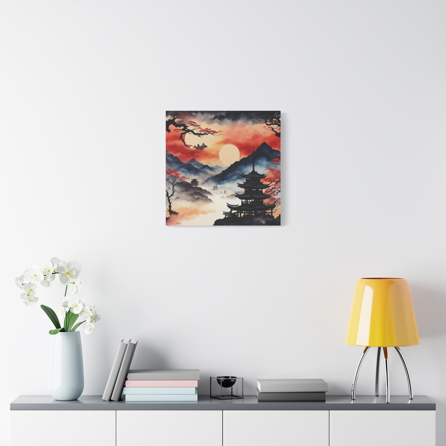 Sunset over the Mountains Asian Abstract Art