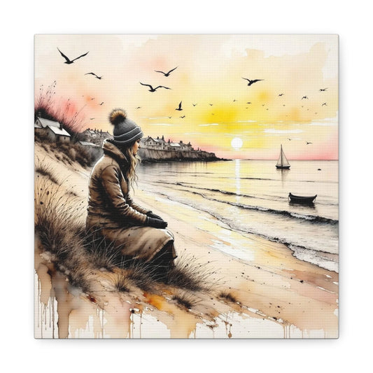 Girl on the Beach in the Winter Abstract Art
