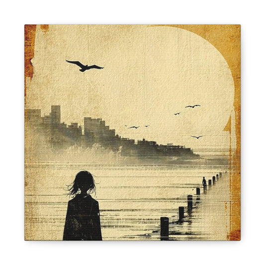 Girl on a Pier Abstract Art