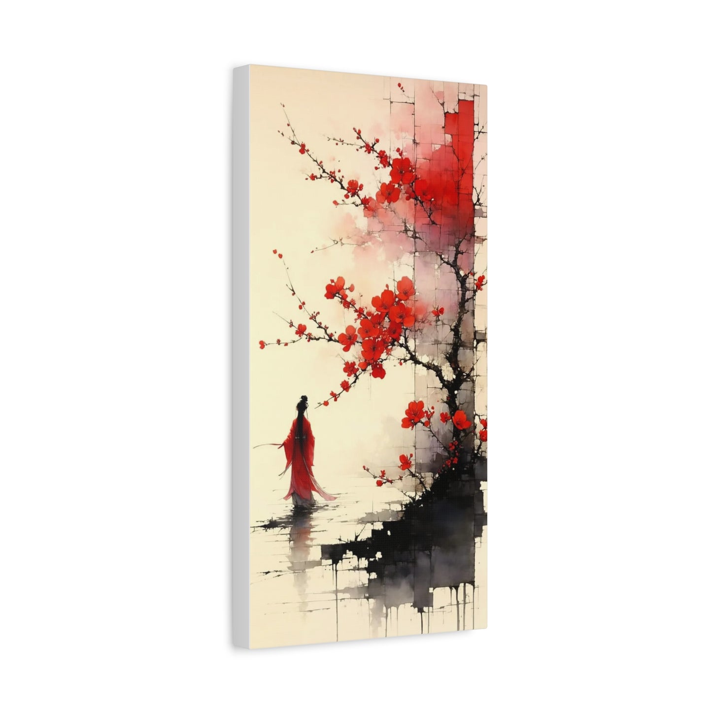 Red Flowers Asian Abstract Art