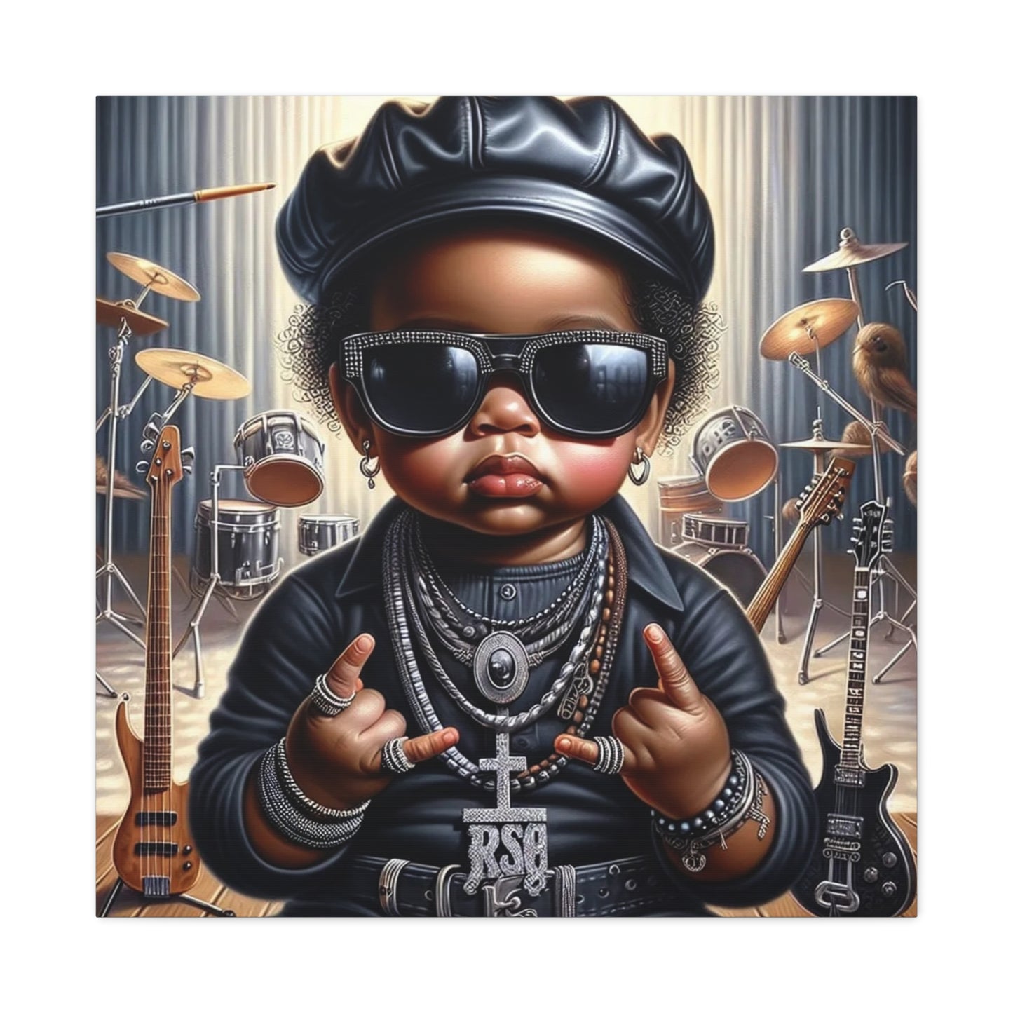 Cool Little Boy Black Canvas Art