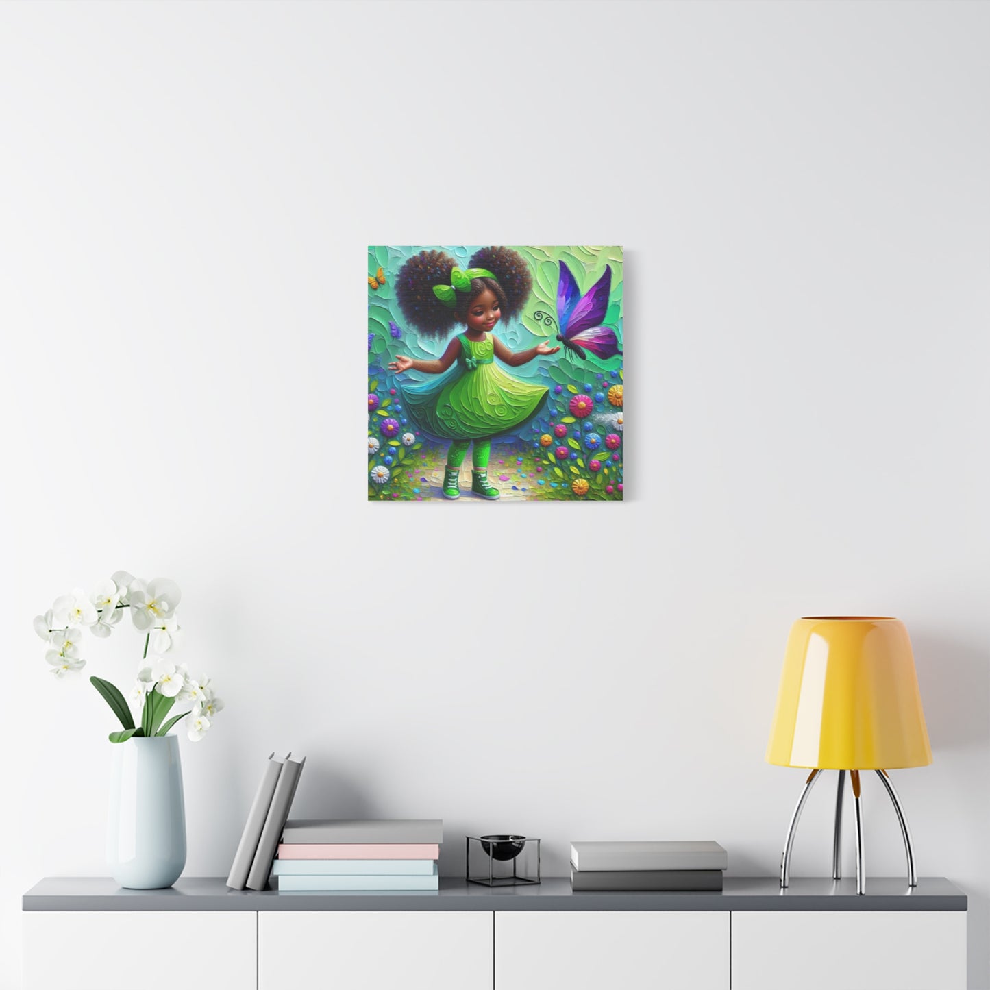 Beautiful Child in Green Black Canvas Art