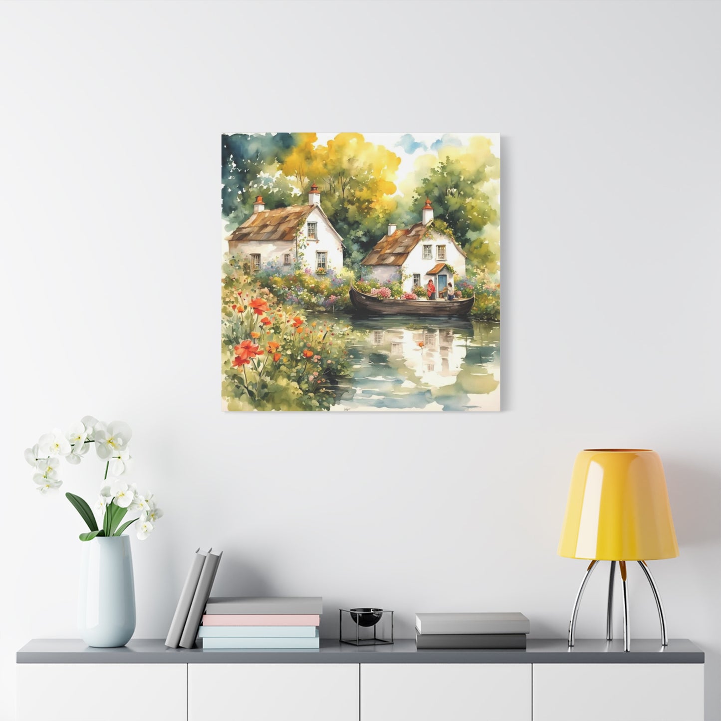 Life on the Lake with Flowers Art