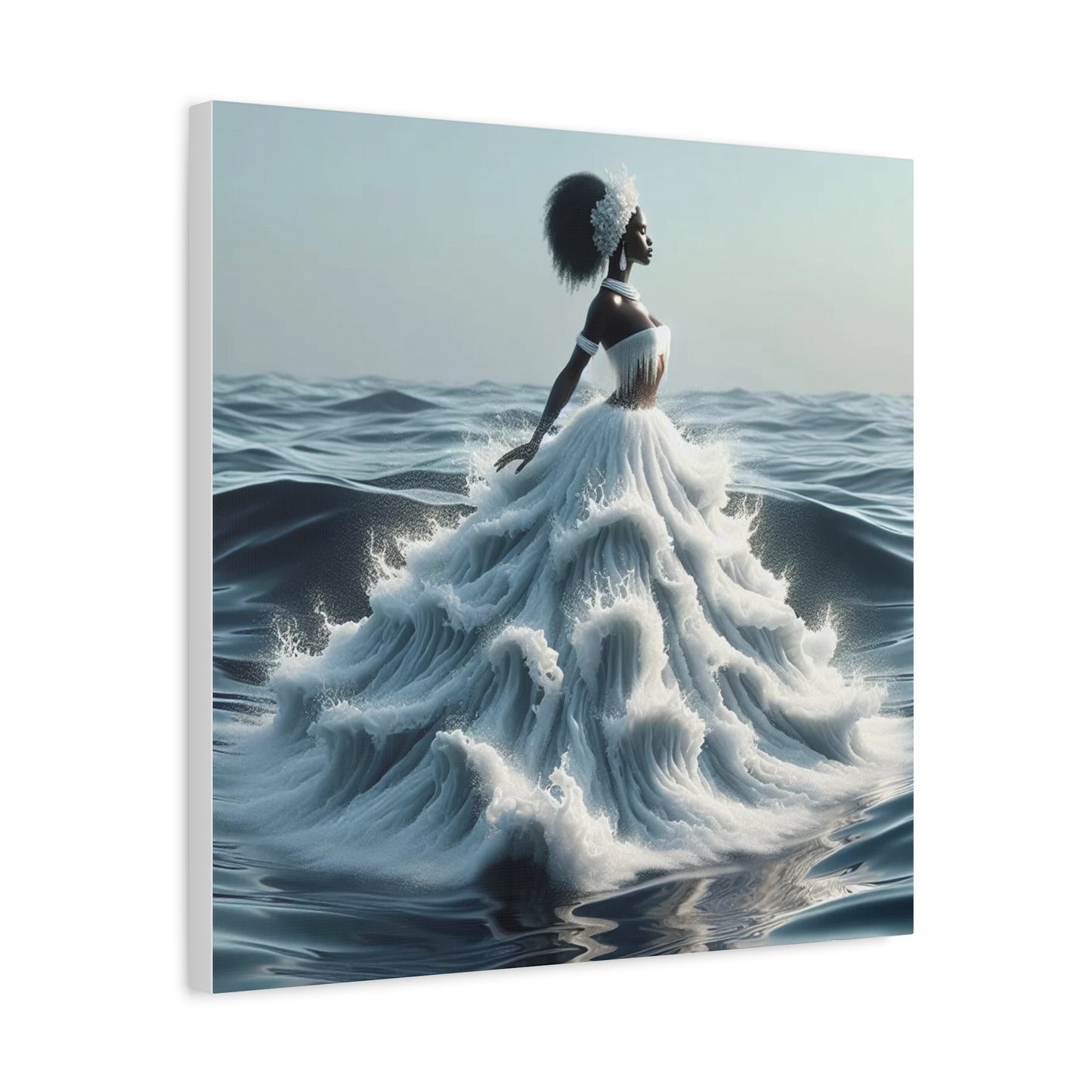 Beautiful Black Woman w Water Dress Canvas Art