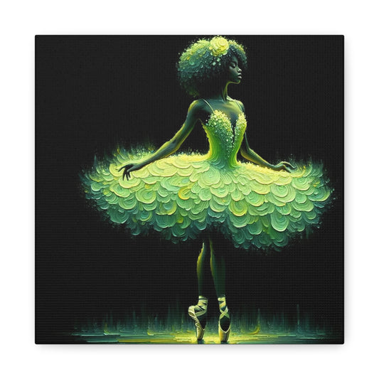 Beautiful Black Ballerina in Yellow Canvas Art
