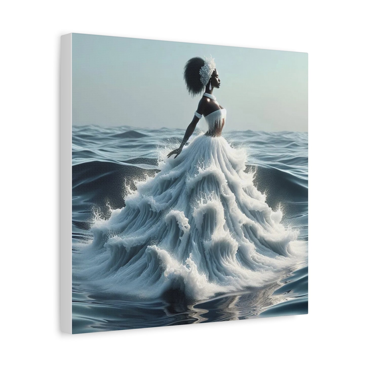 Beautiful Black Woman w Water Dress Canvas Art