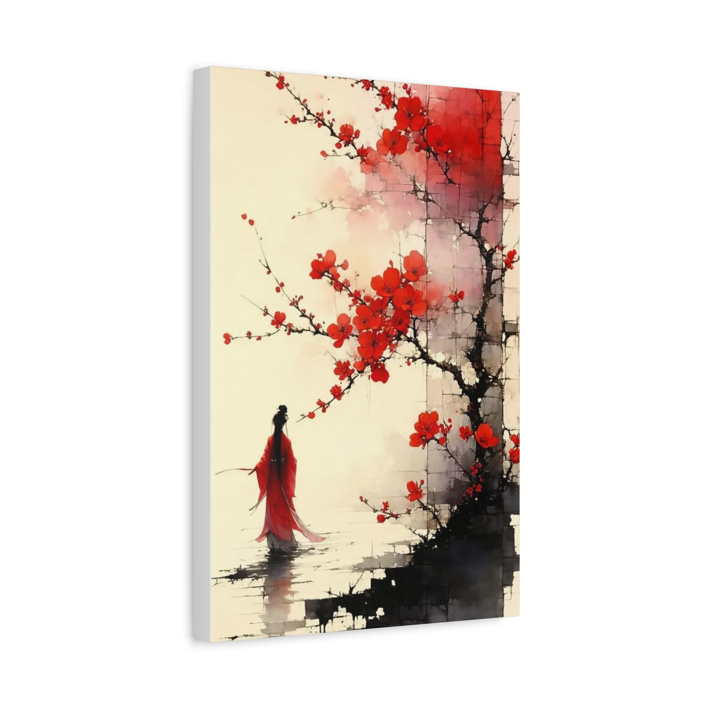 Red Flowers Asian Abstract Art