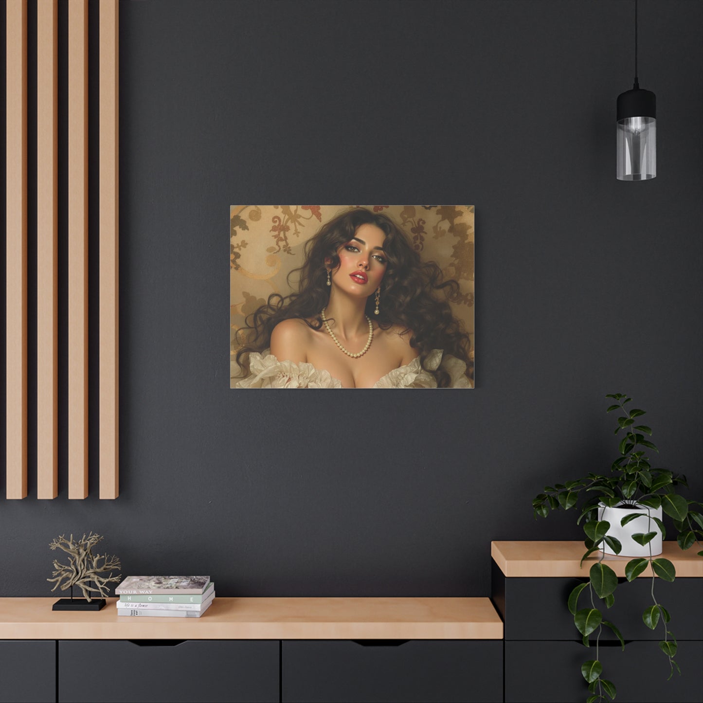 Canvas Print - Brunette Woman With Pearls