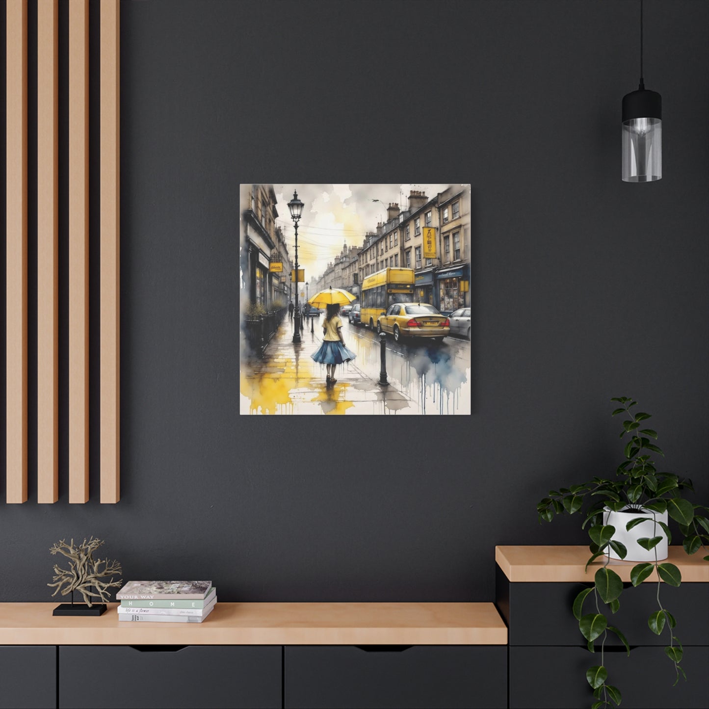 Girl with the Yellow Umbrella Abstract Art
