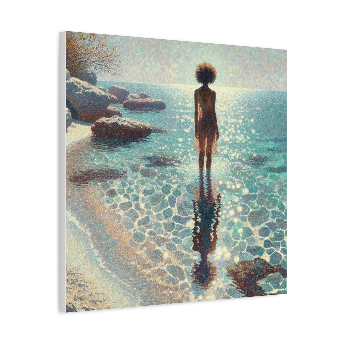 Beautiful Black Woman at the Beach Canvas Art