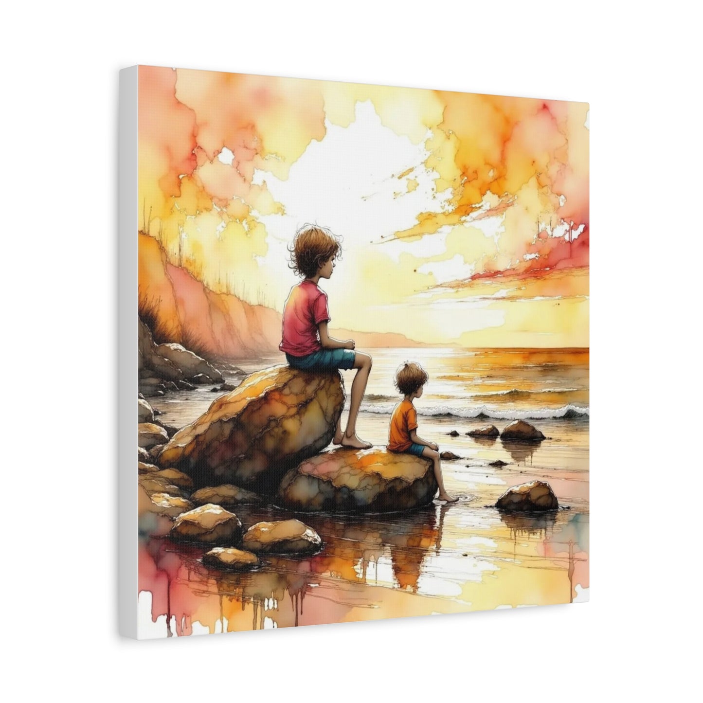 Boys on the Beach Abstract Art