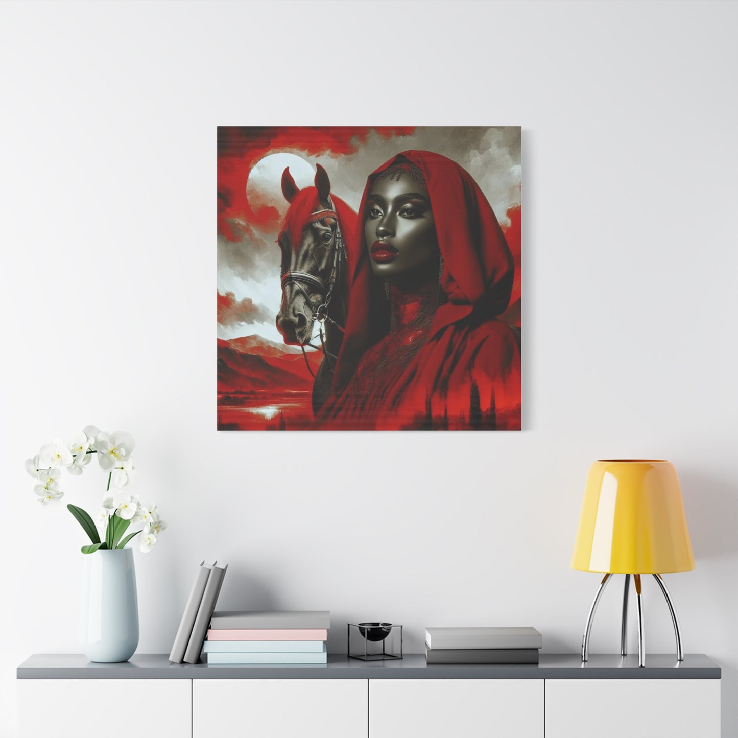 Beautiful Black Woman and her Horse Canvas Art