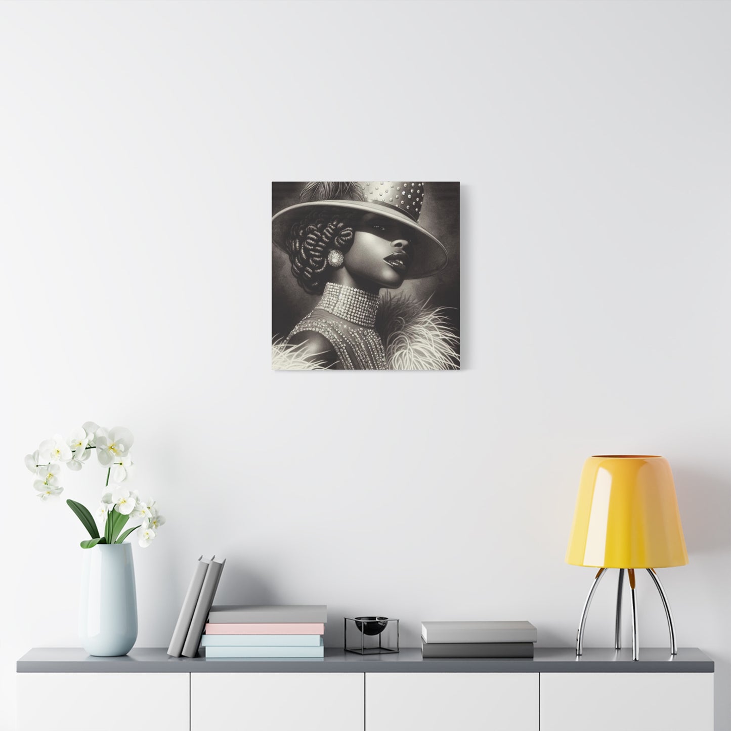 Beautiful Black Woman in Diamonds Hat Canvas Art