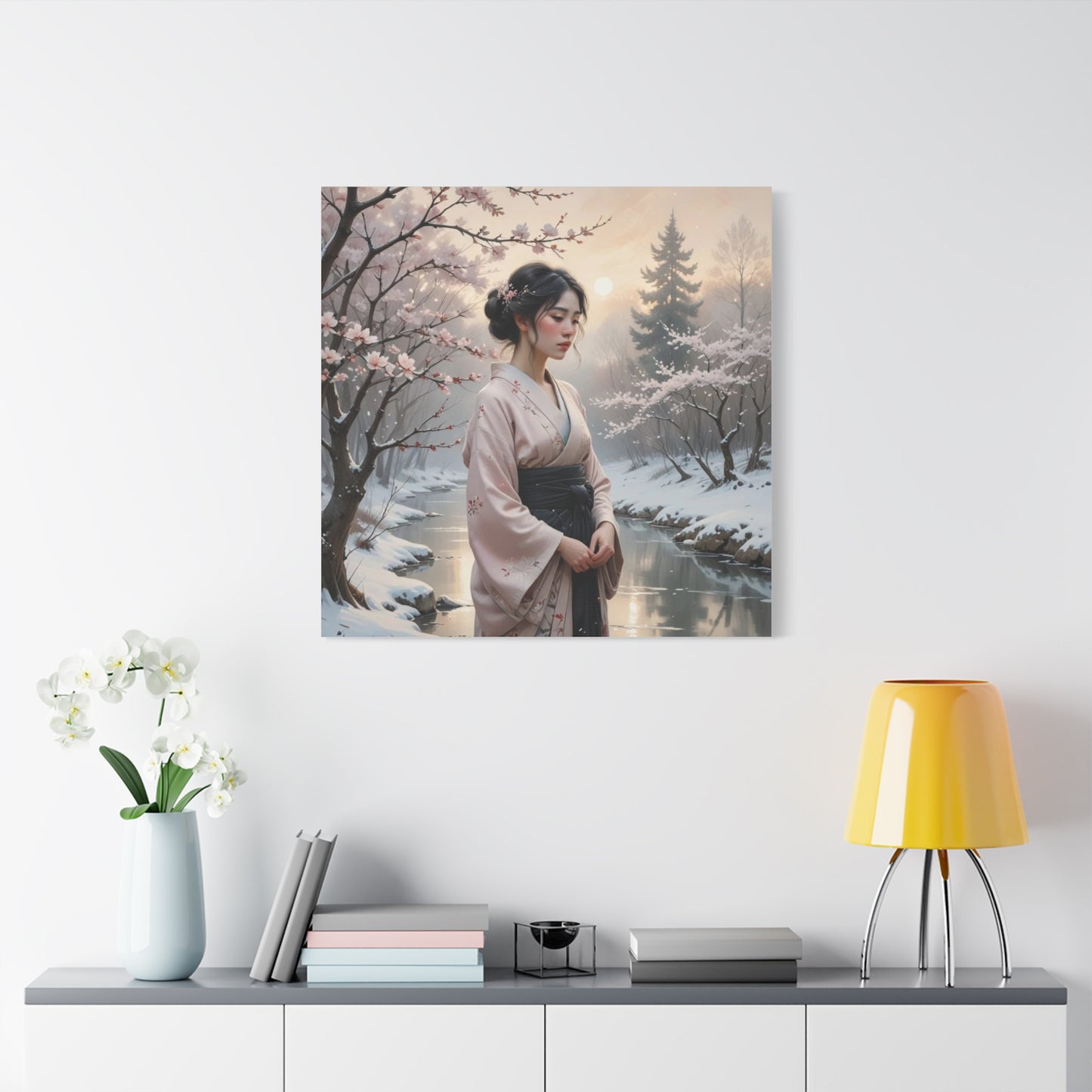 Lady in the Snow Asian Abstract Art