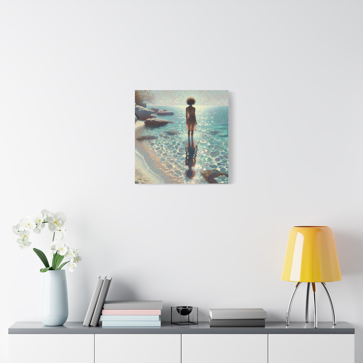 Beautiful Black Woman at the Beach Canvas Art
