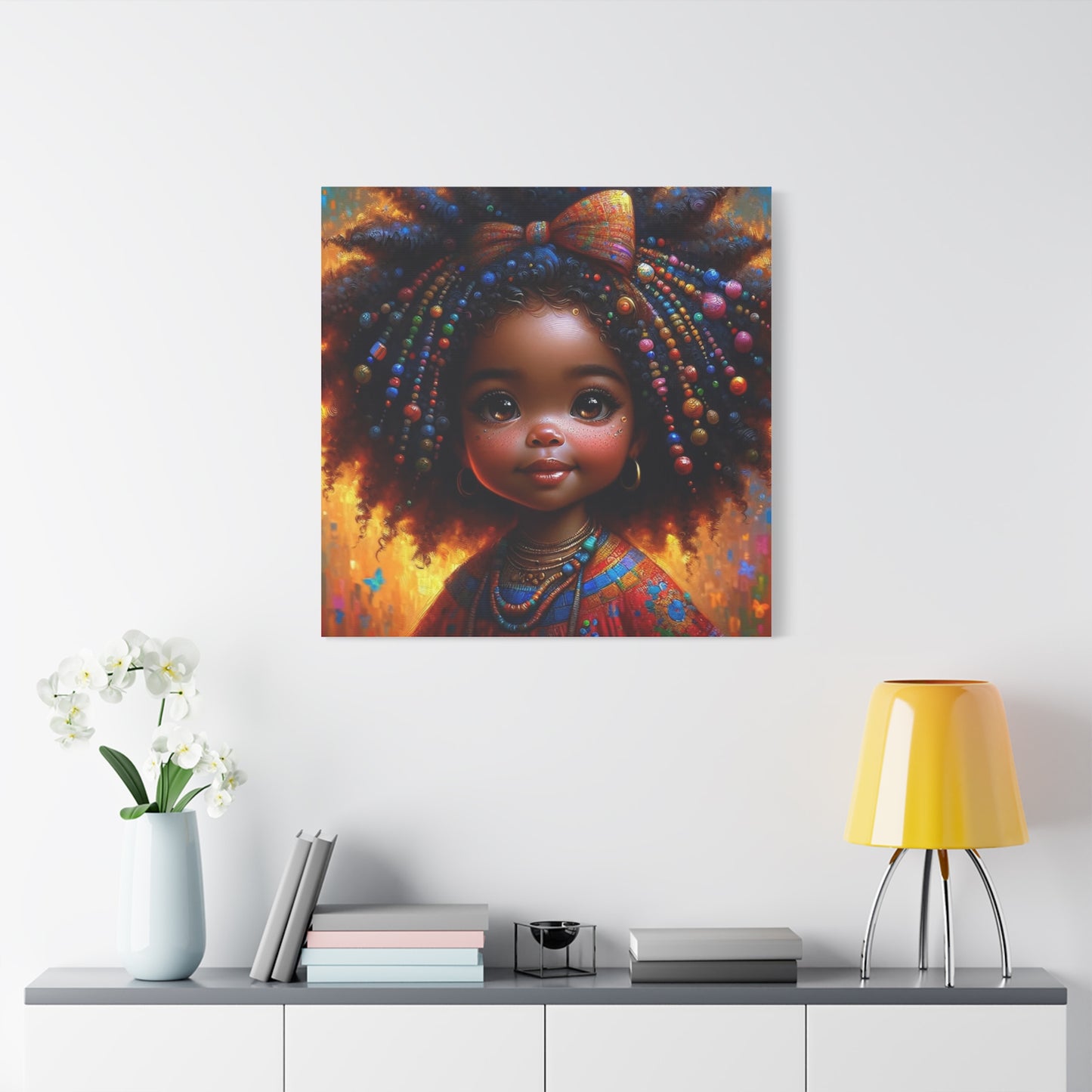 Beautiful Child Black Canvas Art