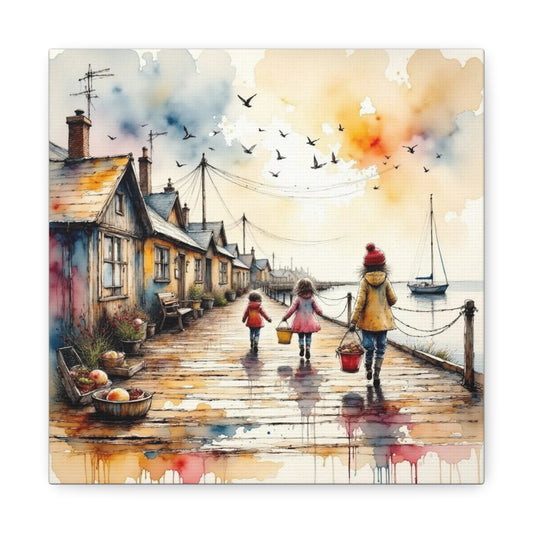 Children on the Board Walk Abstract Art