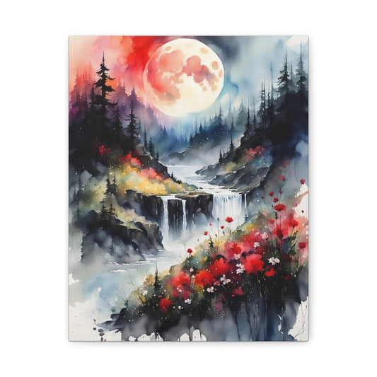 Moon Over the Stream Abstract Art