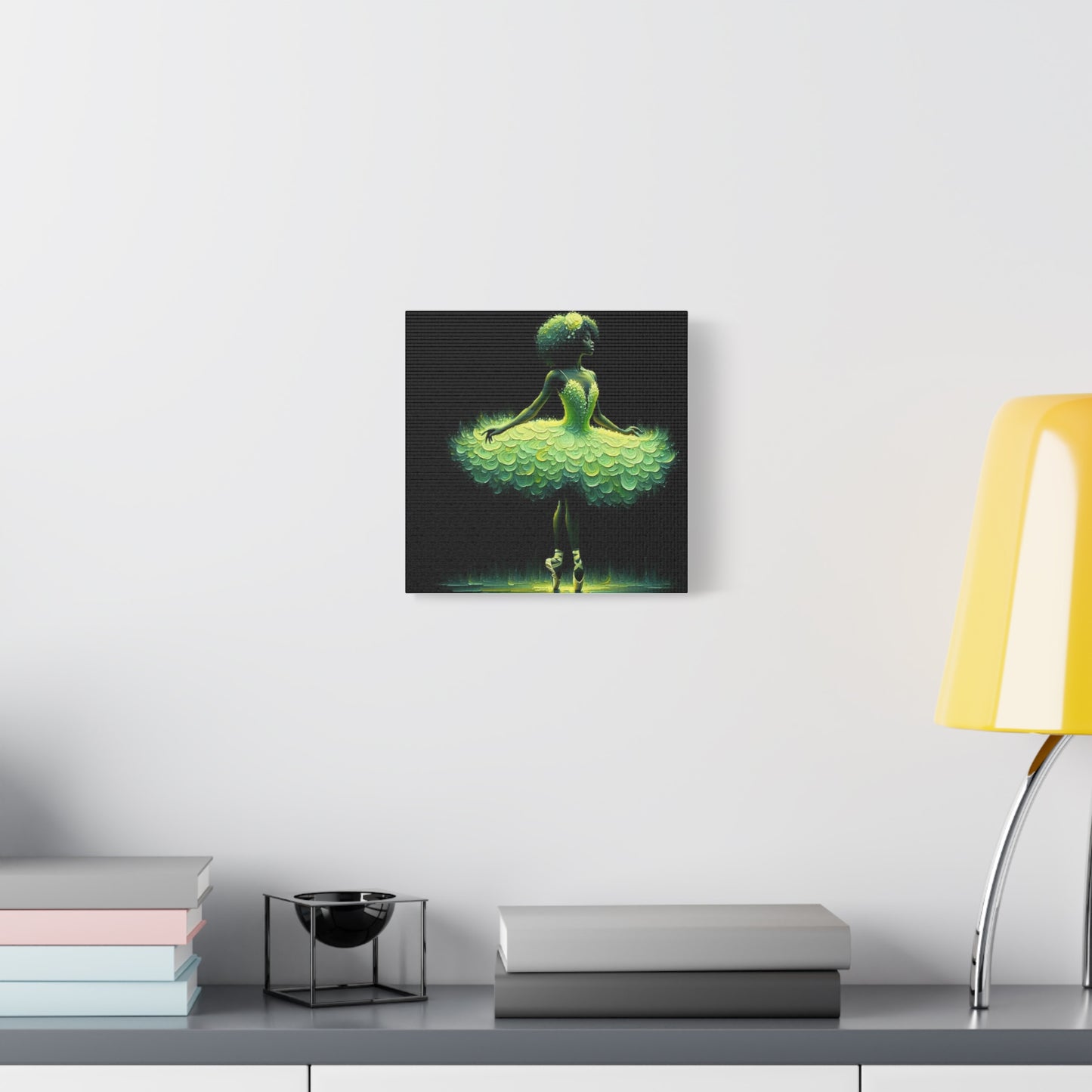 Beautiful Black Ballerina in Yellow Canvas Art