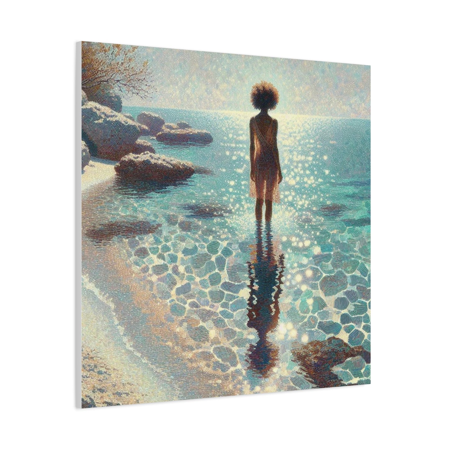 Beautiful Black Woman at the Beach Canvas Art