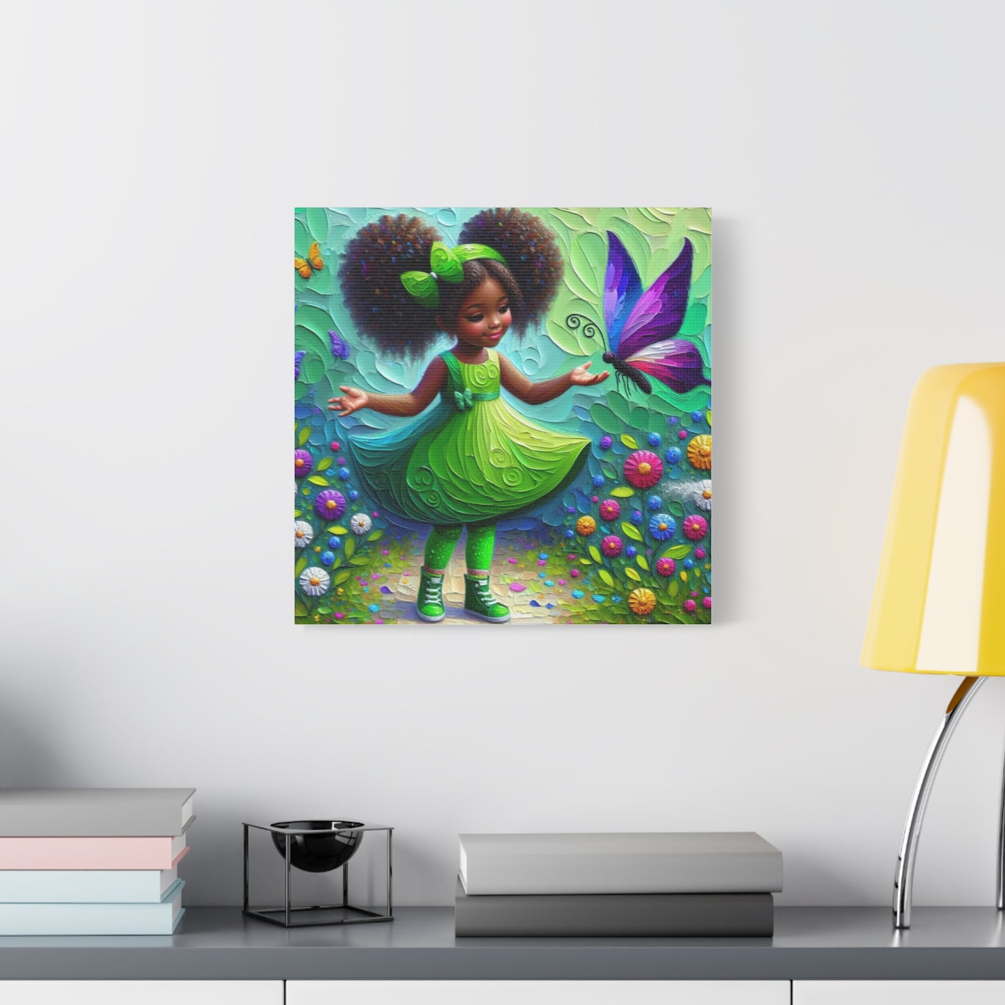 Beautiful Child in Green Black Canvas Art