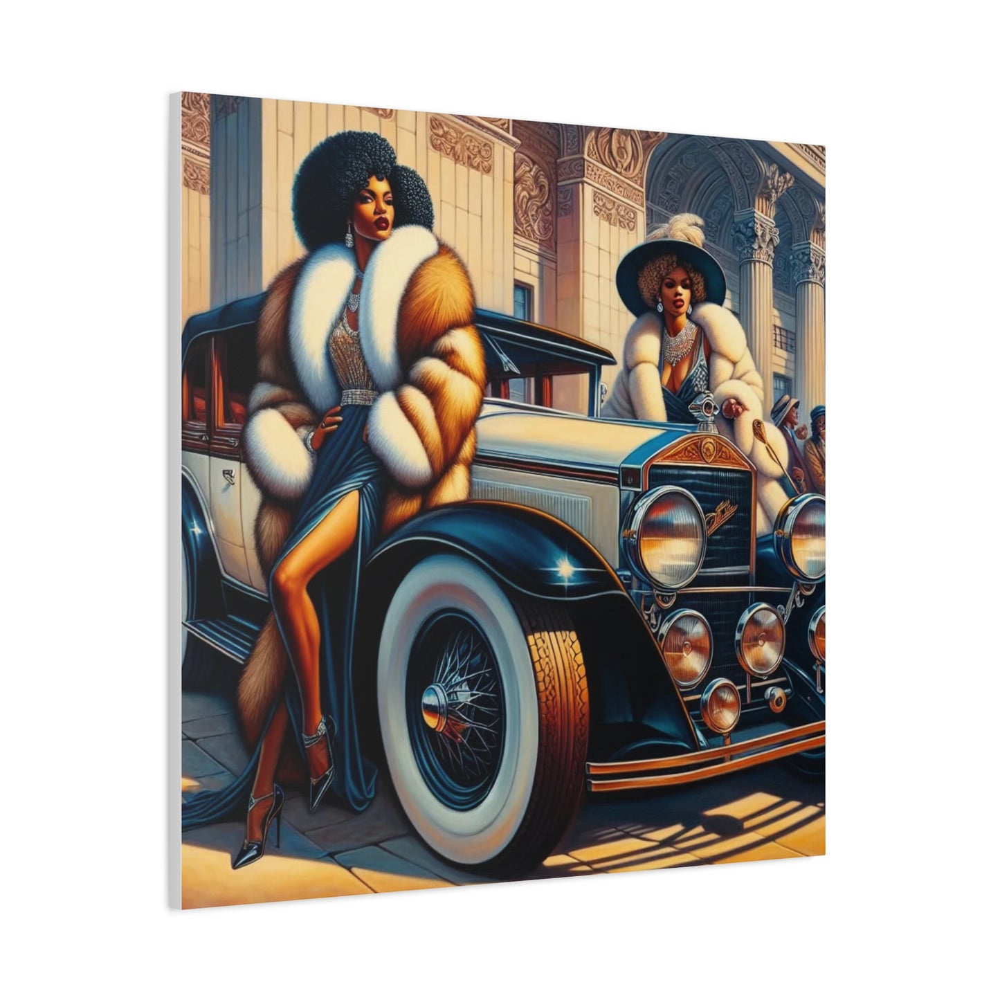 Beautiful Woman Old Fashioned Black Canvas Art
