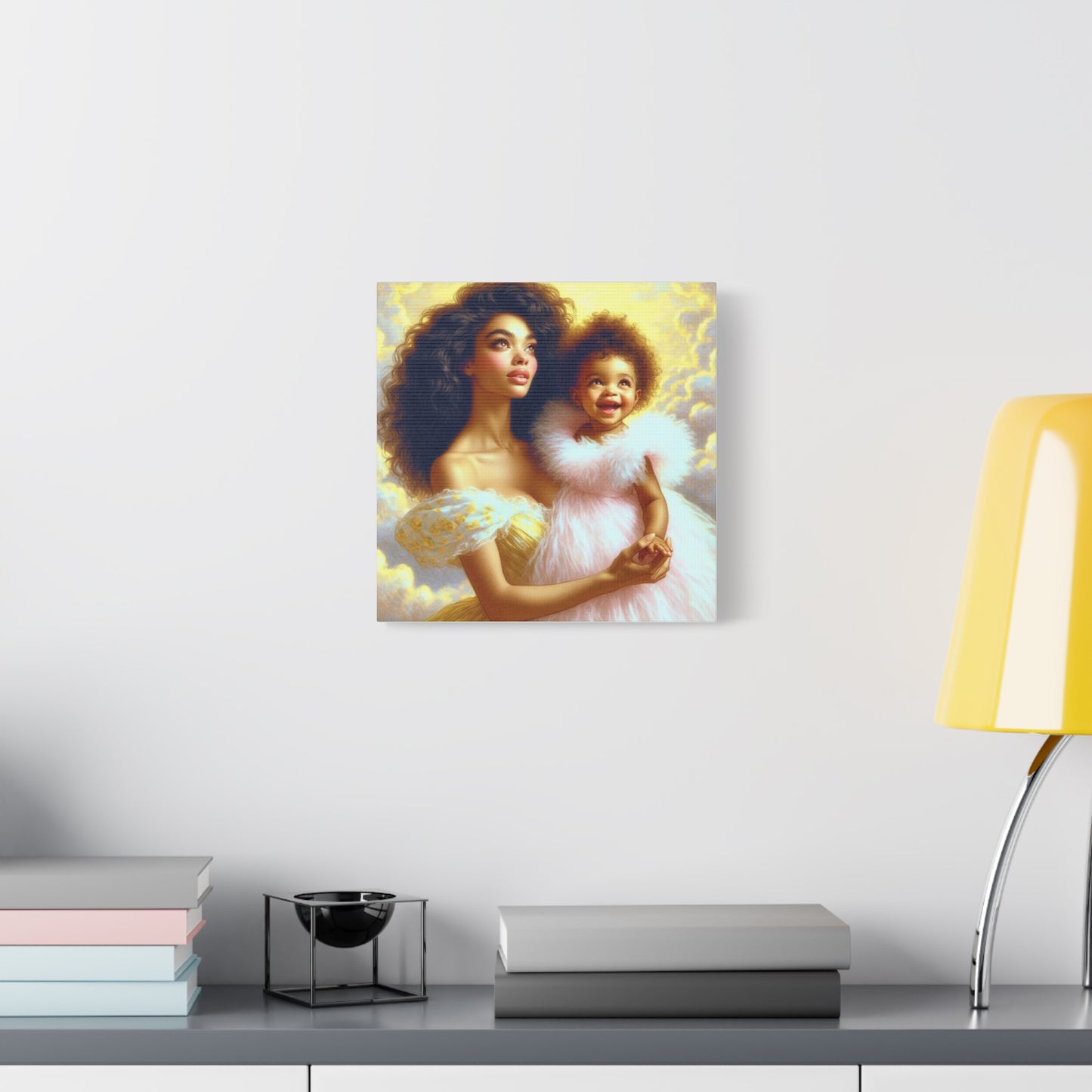 Mother and Daughter Black Canvas Art